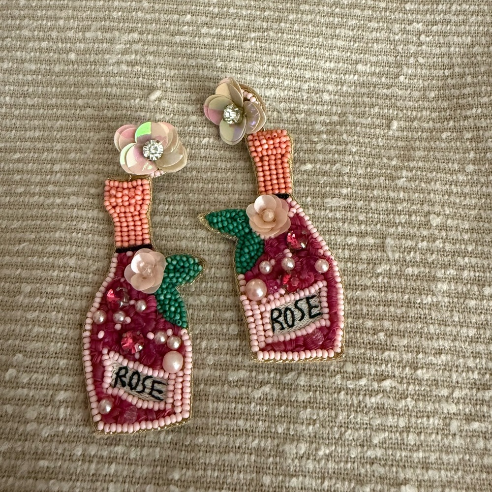 Beaded Champagne Bottle Earrings